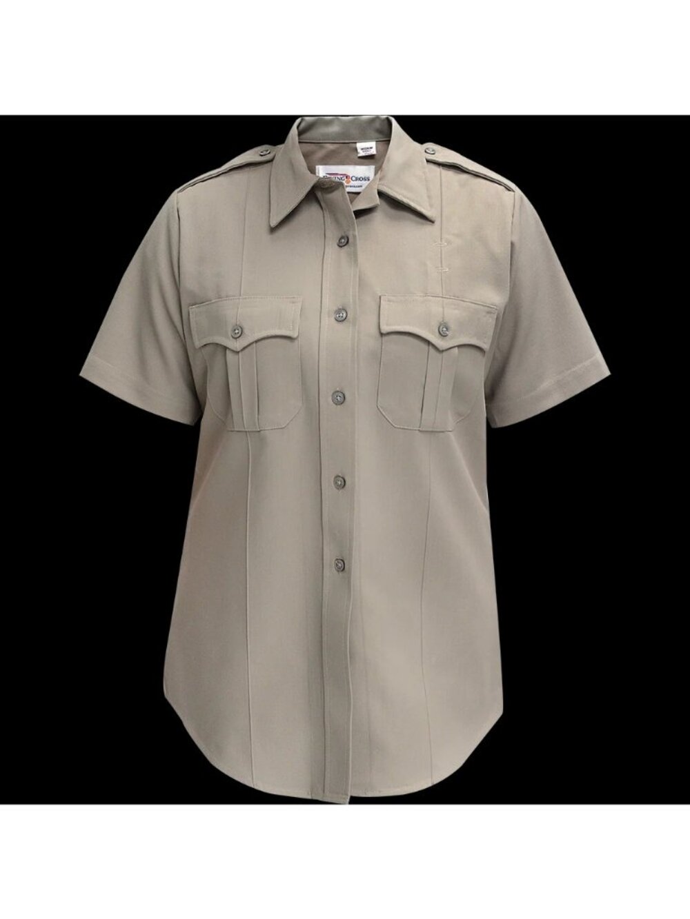 NWT Flying Cross Deluxe‎ Tropical SS Shirt Womens 38 Nickel Grey 152R66